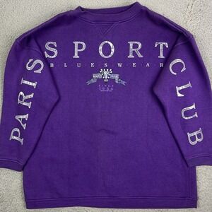 Vintage Paris Sport‎ Club Blueswear Sweater Purple Big Spell Out Sweatshirt Sz M